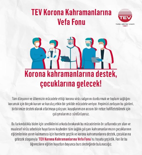 Türk Eğitim Vakfı Vefat Eden Sağlık Çalışanlarının Çocuklarına Umut Olacak!